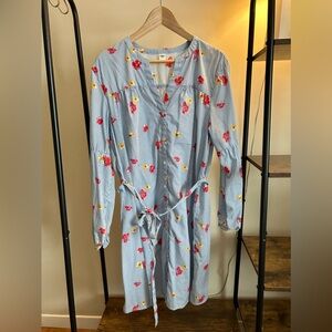 Cotton stripped mini dress with buttons